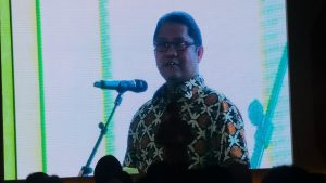 Menkominfo Rudiantara saat memberikan sambutan pada peluncuran 4G LTE Nasional di Museum Nasional, Jakarta (11/2)